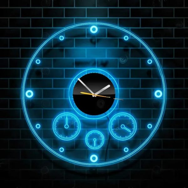 Acrylic Modern Neon Wall Clock With Neon LED Backlight (12 inches) - Neon Light