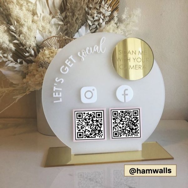 Modern Rounded Social Media QR Code Display Stand