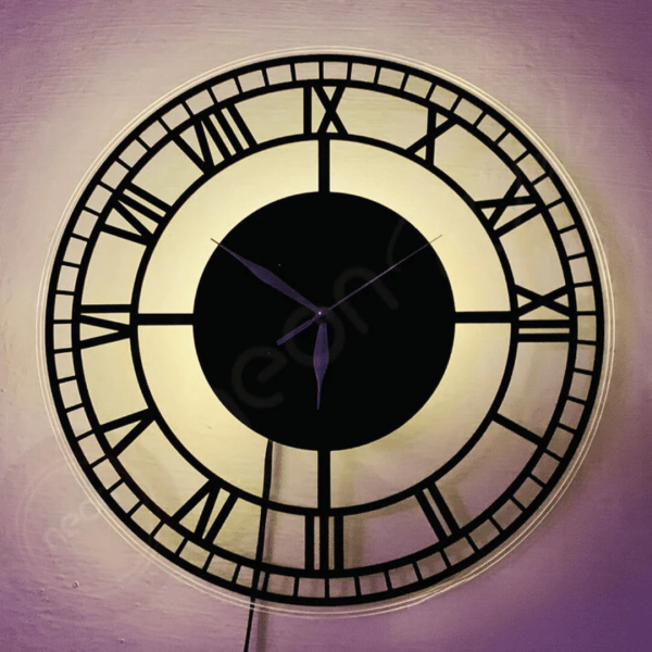 Roman Mirror Wall Clock - Black Acrylic