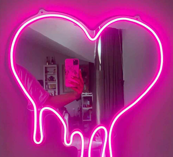 Melting Heart Neon Selfie Mirror - Neon Lights