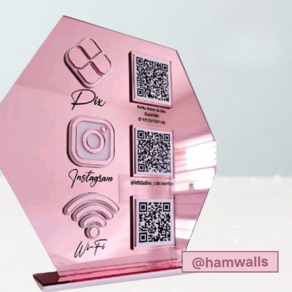 Elegant Social & Payment QR Display Stand in Pink