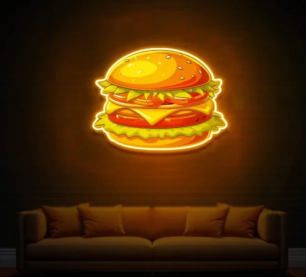 Burger Food UV Neon Sign 🍔 – Light Up Your Space with Tasty Vibes!