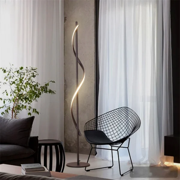 Minimalist Floor Lamp Living Room Bedroom Spiral Neon Lamp (Warm) - Image 3