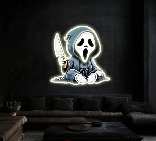 Scary Ghost UV Neon Sign 👻 – Add a Spooky Glow to Your Space!