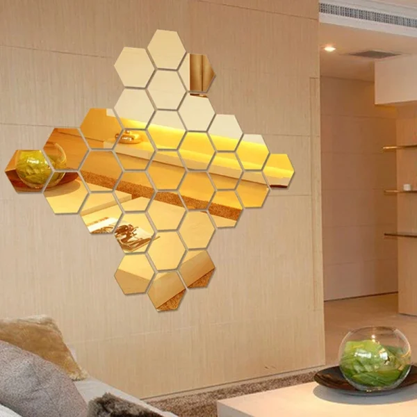 Acrylic Hexagon wall decor Mirror - Wall Decorations