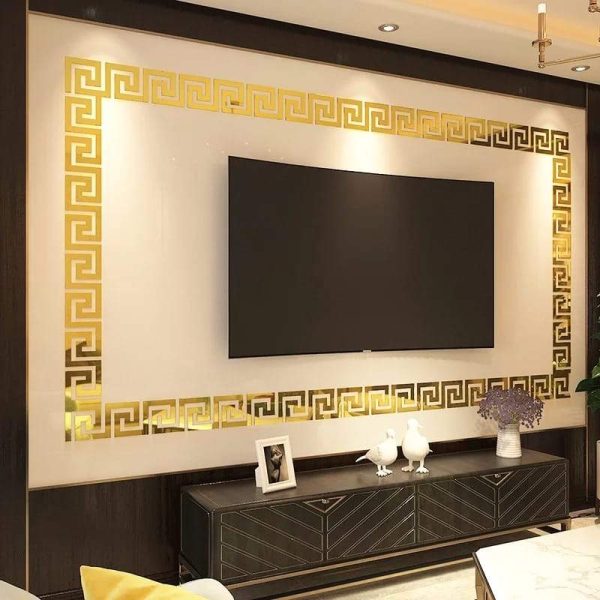 Building Acrylic Border Mirror Decor (Gold)