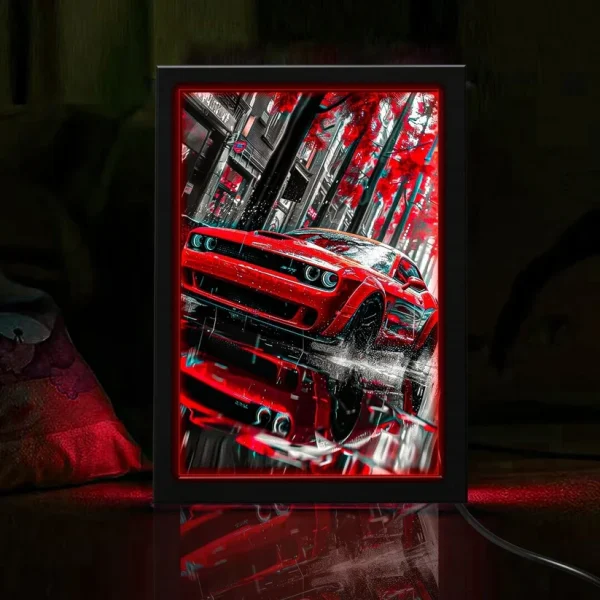 Car Dodge Challenger | Neon Poster Frame