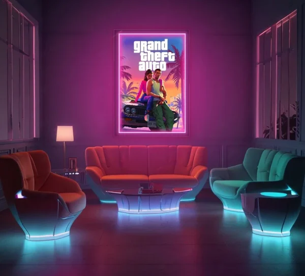 GTA 6 VI - UV LED Neon Sign - Grand Theft Auto - Image 2