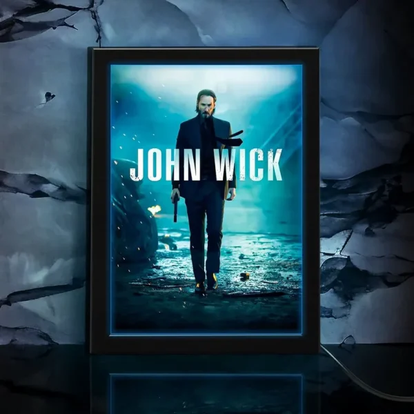 John Wick Action Movie Poster | Poster Neon Light Box