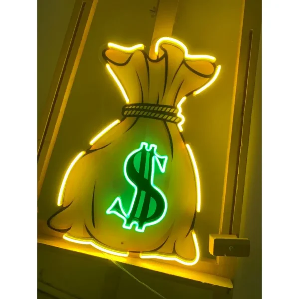 Money Bag UV LED Neon Sign 💰 – Light Up Your Wealthy Vibes! - Image 3