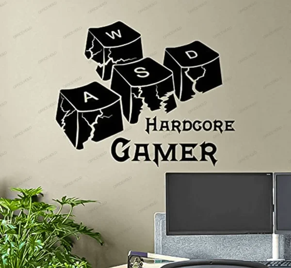 Hardcore Gamer WASD Keyboard Keys Gamer Room Sign