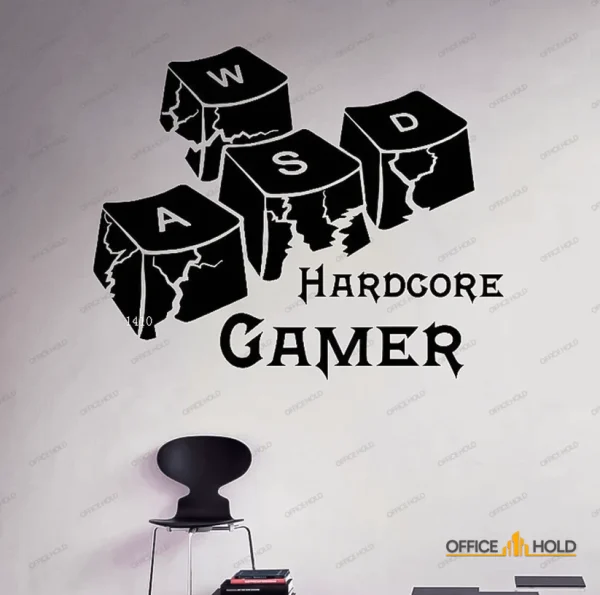 Hardcore Gamer WASD Keyboard Keys Gamer Room Sign - Image 3